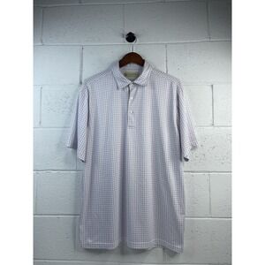 Donald Ross  Men's Striped  Polo Collared Golf  Top Pink/white Size L